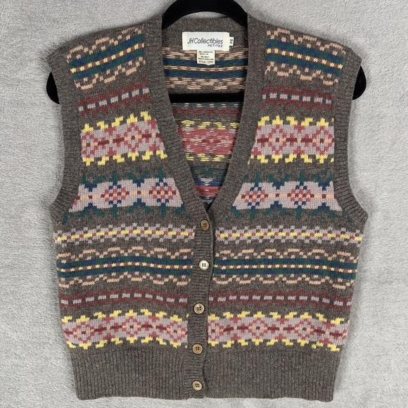 Vtg Fair Isle Wool Blend Sweater Vest Petite Small Preppy Cottagecore Academia